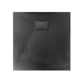 Receveur de douche noir série GT en SMC, largeur 80cm, accessoires sélectionnables Sans système d'évacuation, 80x80cm