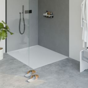 Receveur de douche plat, Bac à douche en fonte minérale LAVOA - anthracite mat - 100x120x2,6cm