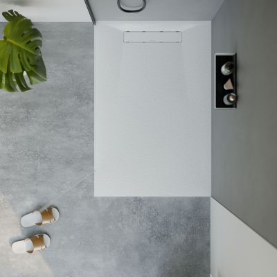 Receveur de douche plat, Bac à douche en fonte minérale LAVOA - anthracite mat - 80x120x2,6cm