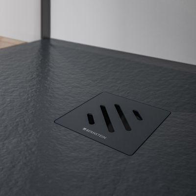 Receveur de douche plat, Bac à douche en fonte minérale VIREO - anthracite mat - 100x160x2,4cm
