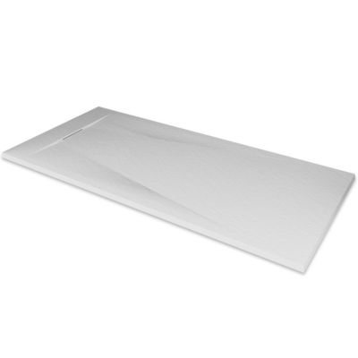 Receveur de douche POLAR blanc extra-plat effet pierre 90 x 160 cm + bonde