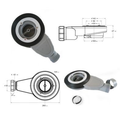 Receveur de douche POLAR blanc extra-plat effet pierre 90 x 160 cm + bonde
