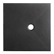 Receveur de douche à poser carré recoupable résine minérale noire Cooke & Lewis Piro 90 x 90 cm