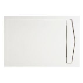 Receveur de douche à poser rectangulaire résine minérale blanche Cooke & Lewis Helgea 90 x 120 cm