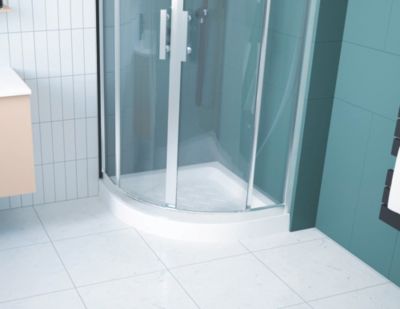 Receveur de douche quart de cercle 80 x 80 x 10 cm, blanc brillant, Cera Ondée