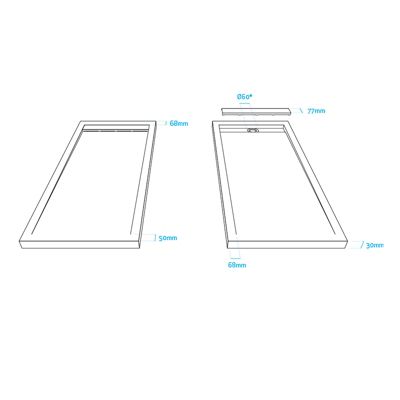 Receveur de douche résine anthracite 80x120, Kristal