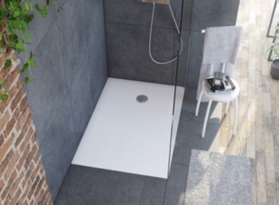 Receveur de douche recoupable blanc Allibert Karbon 120 x 80 cm