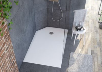 Receveur de douche recoupable blanc Allibert Karbon 140 x 90 cm