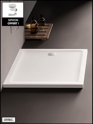 Receveur de Douche Rectangle - 80 x 90 x 4,5 cm - Blanc - avec Siphon OFFERT - MOON