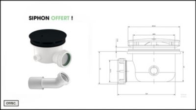 Receveur de Douche Rectangle - 90 x 120 x 11,5 cm - Noir Effet Pierre - avec Siphon OFFERT - MOON STONE