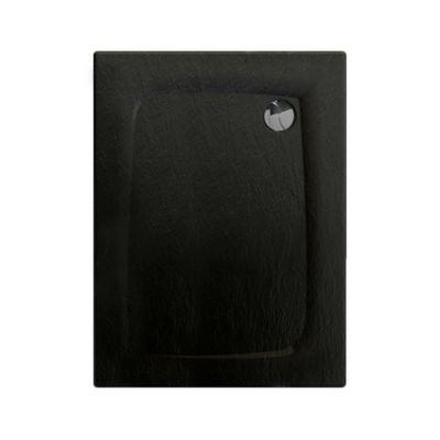 Receveur de douche rectangulaire 80x100cm, noir mat effet pierre, Allibert Mooneo