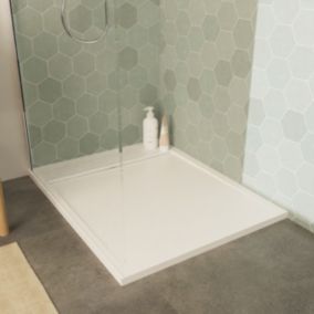 Receveur de douche rectangulaire en béton, 100 x 80 cm, blanc, Homesight