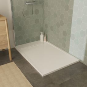 Receveur de douche rectangulaire en béton, 120 x 80 cm, blanc, Homesight