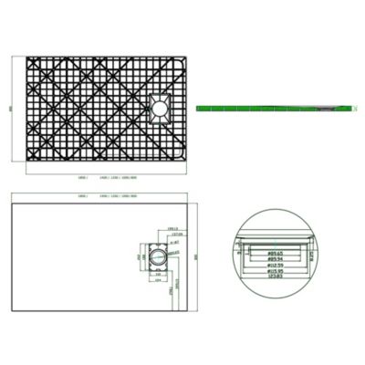 Receveur de douche rectangulaire en SMC, 3,7 cm de hauteur, Sans système d'évacuation, 80x180cm