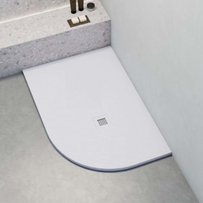 Receveur de douche  semi-circulaire asymétrique droit blanc 80x120 cm Hos's - POALGI