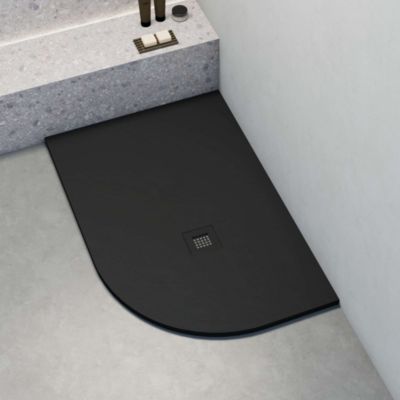 Receveur de douche  semi-circulaire asymétrique droit noir 80x120 cm Hos's - POALGI