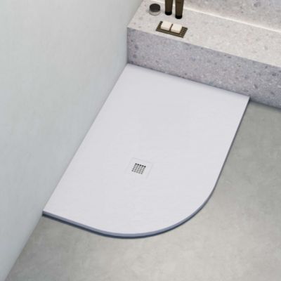 Receveur de douche semi-circulaire asymétrique gauche blanc 90x120 cm Hos's - POALGI