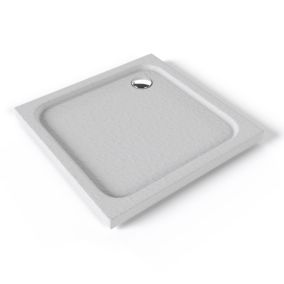 Receveur de douche SHIMMER STONE 85 x 85 cm acrylique Blanc effet pierre + bonde et siphon inclus - Saniverre