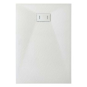 Receveur de douche  SMC en fibre de verre effet pierre avec bonde inclus H. 2,6 cm 70 x 110 Blanche