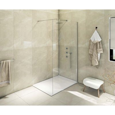 Receveur de douche  SMC en fibre de verre effet pierre avec bonde inclus H. 2,6 cm 70 x 110 Blanche