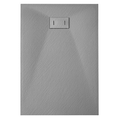 Receveur de douche  SMC en fibre de verre effet pierre avec bonde inclus H. 2,6 cm 70 x 140 Gris