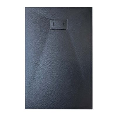 Receveur de douche  SMC en fibre de verre effet pierre avec bonde inclus H. 2,6 cm 70 x 140 Noir