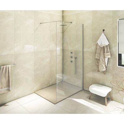 Receveur De Douche Beliani 80x120 Cm, Effet Pierre Gris, SMC, Avec Bonde, Neuf