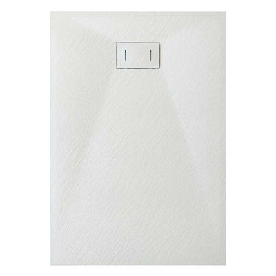 Receveur de douche  SMC en fibre de verre effet pierre avec bonde inclus H. 2,6 cm 80 x 140 Blanche