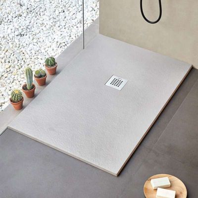 Receveur de douche STRATO extra plat,  Gris - 140 x 70 cm - Résistant et Facile à installer - Salle de bain - Douche