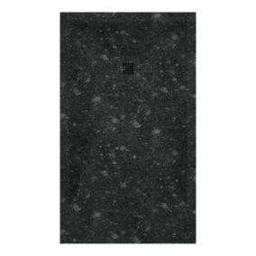 Receveur de douche Terrazo Noir, finition Lisse Stone 3D, grille de couleur - 120 x 90 cm