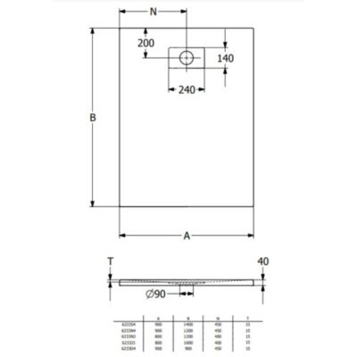 Receveur de douche zéro ressaut 90 x 90 VILLEROY ET BOCH Le Valence céramique avec cache bonde