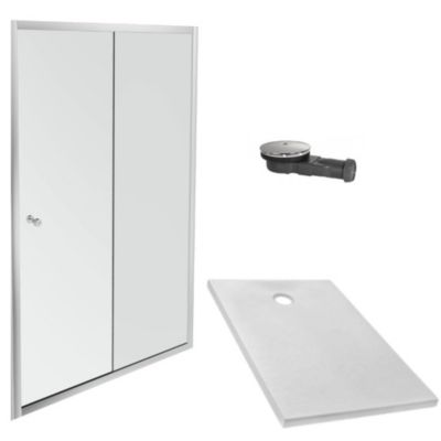 Receveur douche JACOB DELAFON Ipso 120 x 80 + paroi coulissante niche + bonde