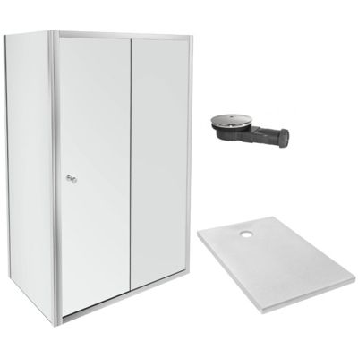 Receveur douche JACOB DELAFON Ipso 140x80 + paroi coulissante angle + bonde