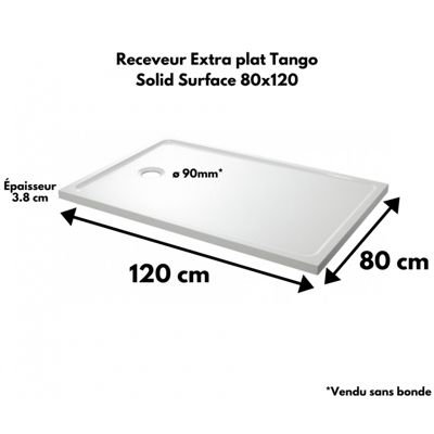 Receveur extra plat 80x120 en solid surface Tango