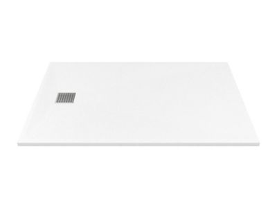 Receveur extra-plat à poser ou à encastrer découpable en résine SMC avec siphon - Blanc - 140 x 80 cm - MIRNOSA