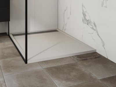 Receveur extra-plat à poser ou à encastrer découpable en résine SMC - Blanc - 120 x 90 cm - LYROSA