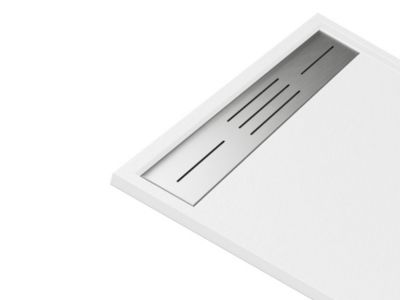 Receveur extra-plat à poser ou à encastrer découpable en résine SMC - Blanc - 120 x 90 cm - LYROSA