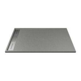 Receveur extra-plat à poser ou à encastrer découpable en résine SMC - Gris - 120 x 80 cm - LYROSA