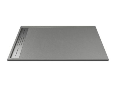 Receveur extra-plat à poser ou à encastrer découpable en résine SMC - Gris - 140 x 90 cm - LYROSA