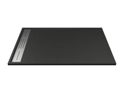 Receveur extra-plat à poser ou à encastrer découpable en résine SMC - Noir - 140 x 90 cm - LYROSA