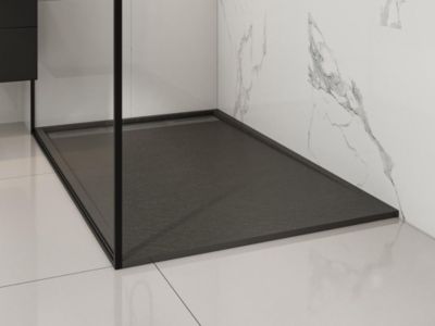 Receveur extra-plat à poser ou à encastrer découpable en résine SMC - Noir - 140 x 90 cm - LYROSA