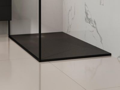 Receveur extra-plat à poser ou à encastrer découpable en résine SMC - Noir - 160 x 90 cm - MIRNOSA