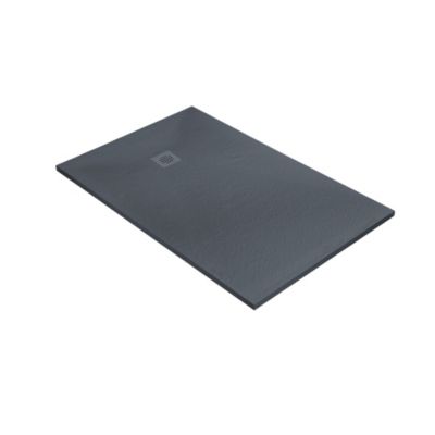 Receveur résine 120 x 90 cm gris granit effet granit - grille carrée excentrée