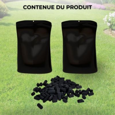 Recharge Charbon Actif pour Filtre Anti-Odeurs Fosse Septique, Anti-H2S, Pellets Imprégnés KOH, Norme NF EN 12915-1, 2 Recharges