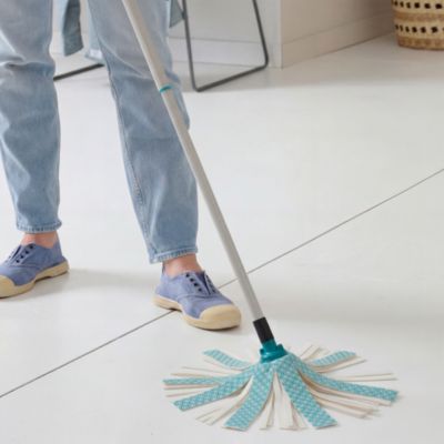Recharge pour balai-serpillère à franges microfibre et plastique GoodHome blanc et bleu l.8 cm