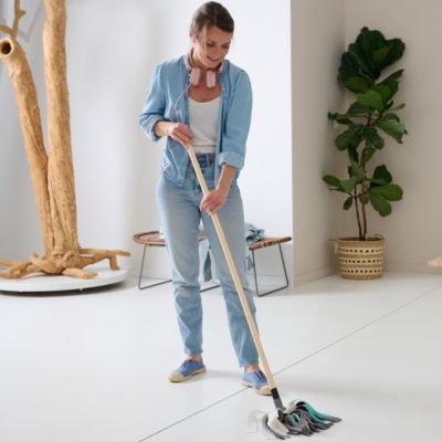 Recharge pour balai-serpillère à franges microfibre et plastique GoodHome blanc et bleu l.8 cm