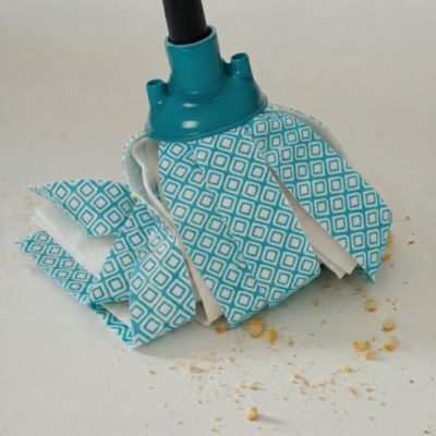 Recharge pour balai-serpillère à franges microfibre et plastique GoodHome blanc et bleu l.8 cm