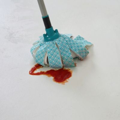 Recharge pour balai-serpillère à franges microfibre et plastique GoodHome blanc et bleu l.8 cm