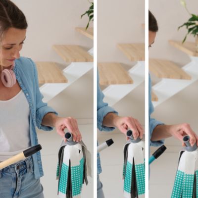 Recharge pour balai-serpillère à franges microfibre et plastique GoodHome blanc et bleu l.8 cm