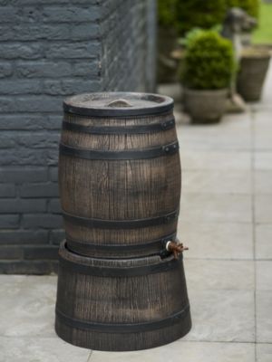 Récupérateur d'eau de pluie 120L Nature coloris imitation bois Ø.50,5 x H.66 cm